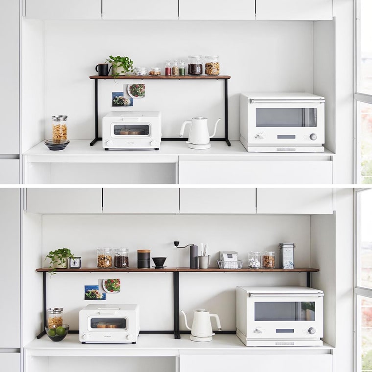 （土・日発送可） キッチンカウンター上棚 タワー 山崎実業 公式 キッチン tower 1692 1693 ホワイト ブラック / 幅90cm レンジ上ラック 送料無料