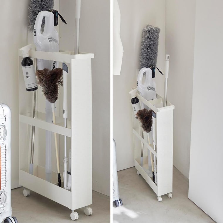 （土・日発送可） キャスター付き長物収納スリムワゴン タワー 山崎実業 公式 tower 1713 1714 ホワイト ブラック 送料無料