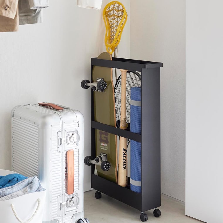 （土・日発送可） キャスター付き長物収納スリムワゴン タワー 山崎実業 公式 tower 1713 1714 ホワイト ブラック 送料無料