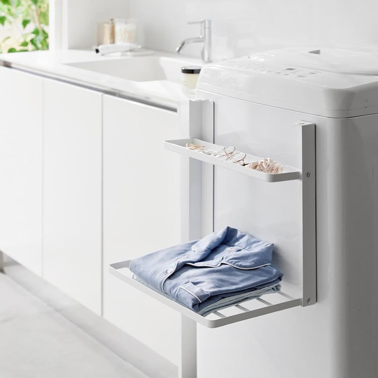 洗濯機横マグネット折り畳み棚 タワー 2段 山崎実業 tower 1717 1718 ホワイト ブラック 送料無料