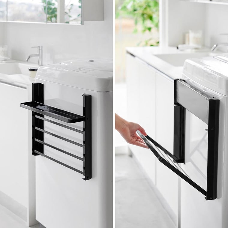 洗濯機横マグネット折り畳み棚 タワー 2段 山崎実業 tower 1717 1718 ホワイト ブラック 送料無料