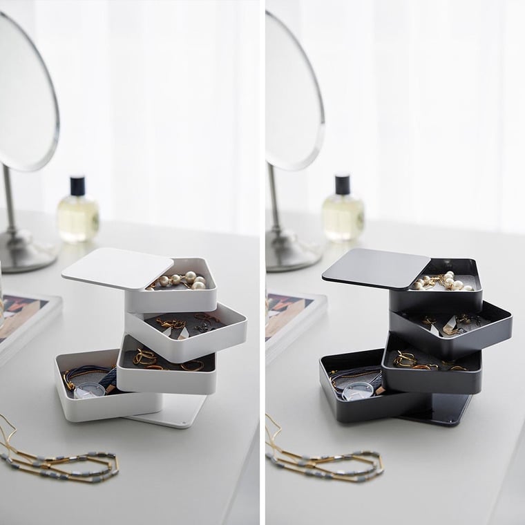 （土・日発送可） アクセサリートレー タワー 4段 スクエア 山崎実業 公式 tower 1753 1754 ホワイト ブラック