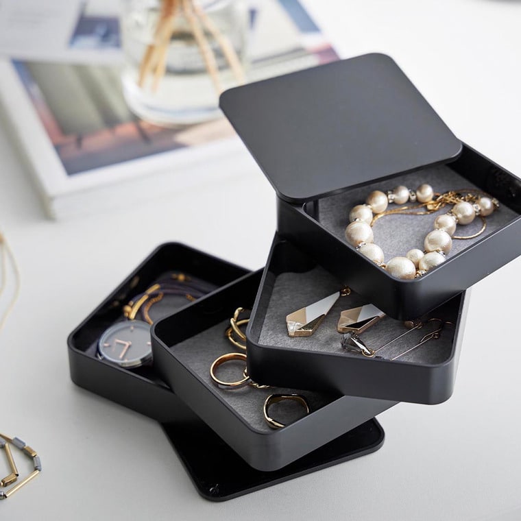 （土・日発送可） アクセサリートレー タワー 4段 スクエア 山崎実業 公式 tower 1753 1754 ホワイト ブラック