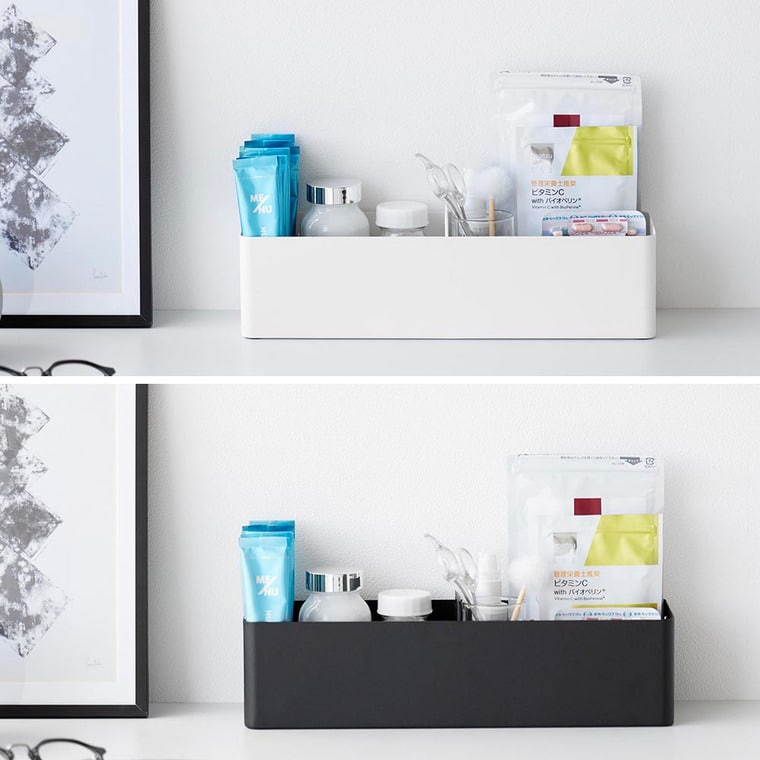 （土・日発送可） ハンドル付きスリム収納ボックス タワー 山崎実業 公式 tower 1854 1855 ホワイト ブラック / 送料無料