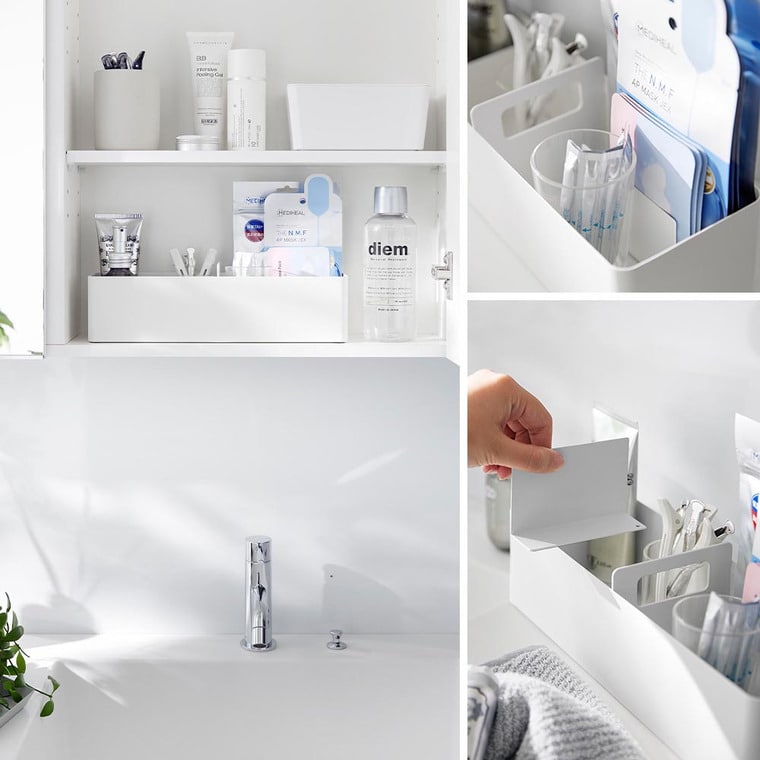 （土・日発送可） ハンドル付きスリム収納ボックス タワー 山崎実業 公式 tower 1854 1855 ホワイト ブラック / 送料無料