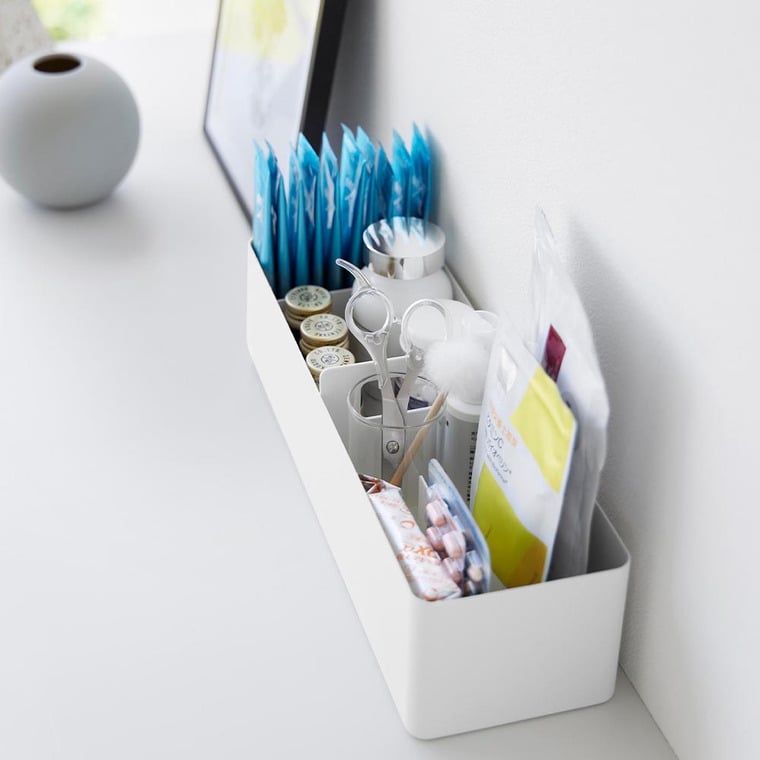 （土・日発送可） ハンドル付きスリム収納ボックス タワー 山崎実業 公式 tower 1854 1855 ホワイト ブラック / 送料無料