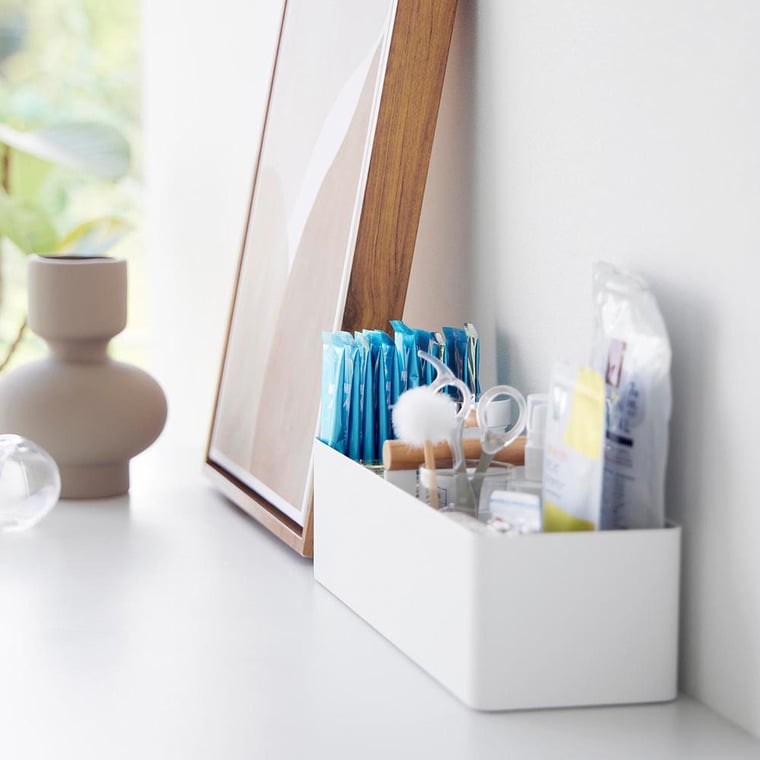 （土・日発送可） ハンドル付きスリム収納ボックス トスカ ホワイト 山崎実業 公式 tosca 1856 送料無料