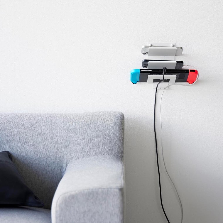 (土・日発送可) ウォールモバイル充電&収納ラック タワー 3段 石こうボード壁対応 山崎実業 公式 tower 1877 1878 ホワイト ブラック