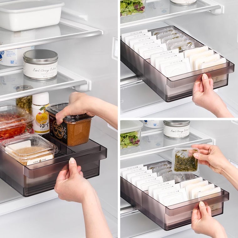 （土・日発送可） 冷蔵庫中収納ケース タワー L 仕切り付き 山崎実業 公式 tower 1477 1478 ホワイト ブラック