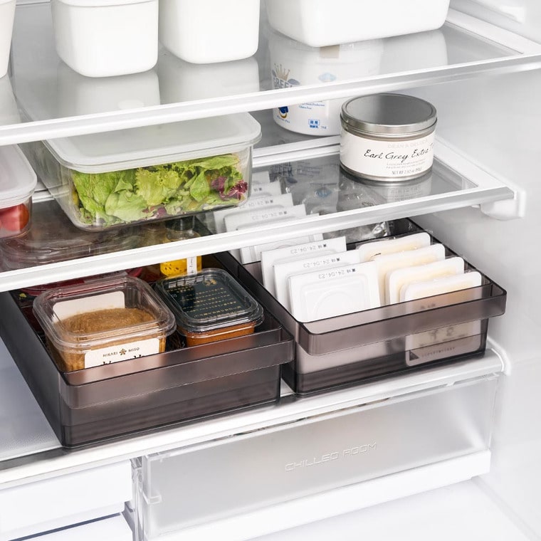 （土・日発送可） 冷蔵庫中収納ケース タワー L 仕切り付き 山崎実業 公式 tower 1477 1478 ホワイト ブラック