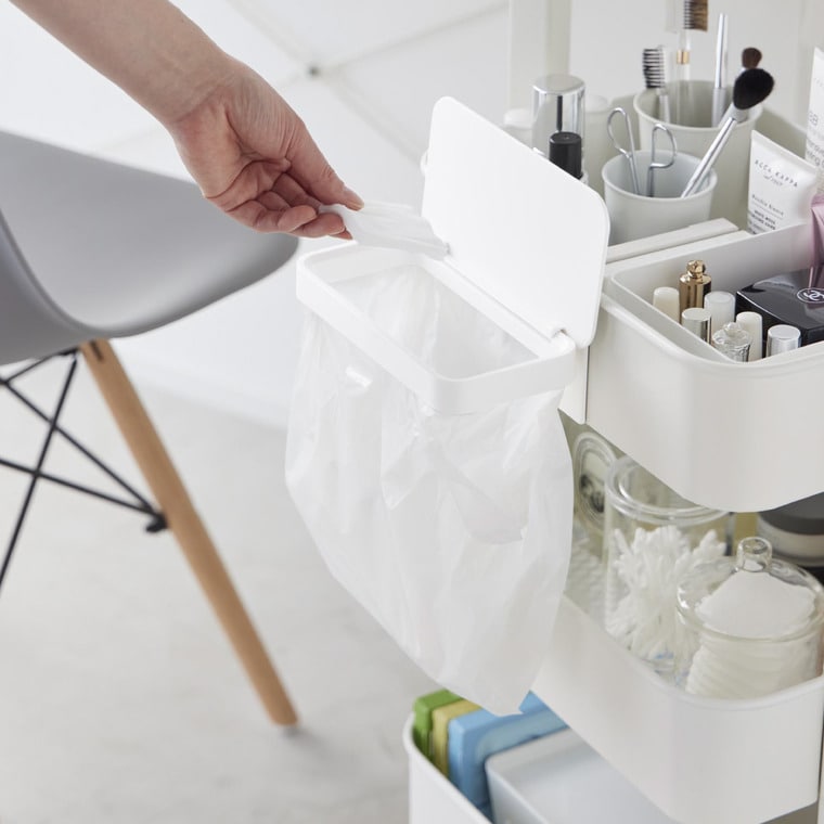 (土・日発送可) ワゴンに付けられるマグネット蓋付きポリ袋ホルダー タワー 山崎実業 公式 tower ゴミ箱 1701 1702 ホワイト ブラック