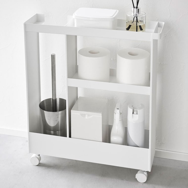 (土・日発送可) キャスター付きトイレスリムワゴン タワー 3段 山崎実業 公式 tower 1802 1803 ホワイト ブラック / トイレ収納 送料無料