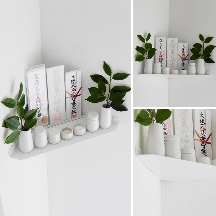 （土・日発送可） ウォールコーナー神棚 タワー 石こうボード壁対応 山崎実業 公式 tower 1399 ホワイト 送料無料