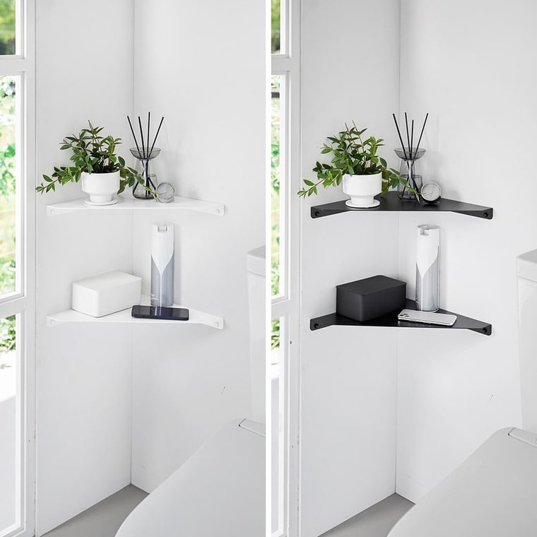 （土・日発送可） ウォールコーナーシェルフ タワー L 石こうボード壁対応 山崎実業 公式 tower 1401 1402 ホワイト ブラック / 送料無料