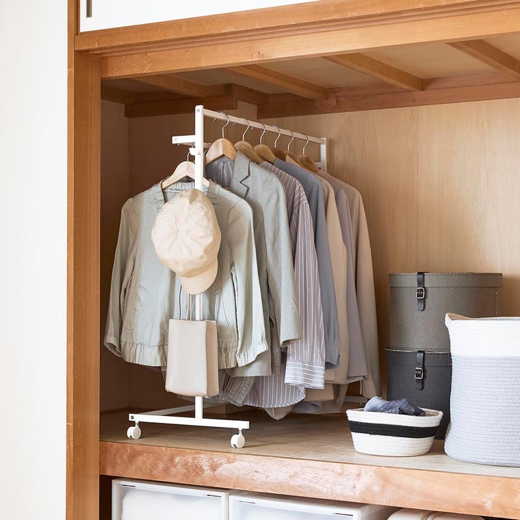 収納力アップハンガーラック タワー 2段 山崎実業 公式 tower ホワイト ブラック 1435 1436 / フック付き 4連 キャスター付き 室内干し送料無料