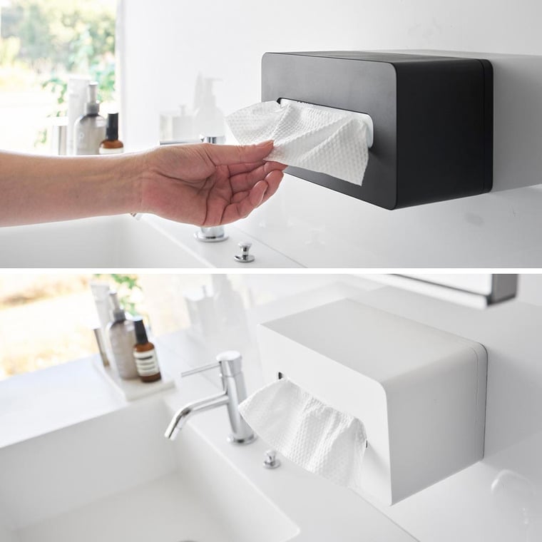 （土・日発送可） フィルムフッククレンジングタオルケース タワー 山崎実業 公式 tower 1446 1447 ホワイト ブラック / 使い捨てタオルホルダー