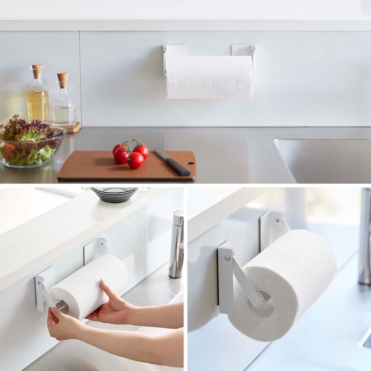 （土・日発送可） 片手でカットマグネット挟み込み式キッチンペーパーホルダー タワー 山崎実業 公式 tower 1450 1451 ホワイト ブラック