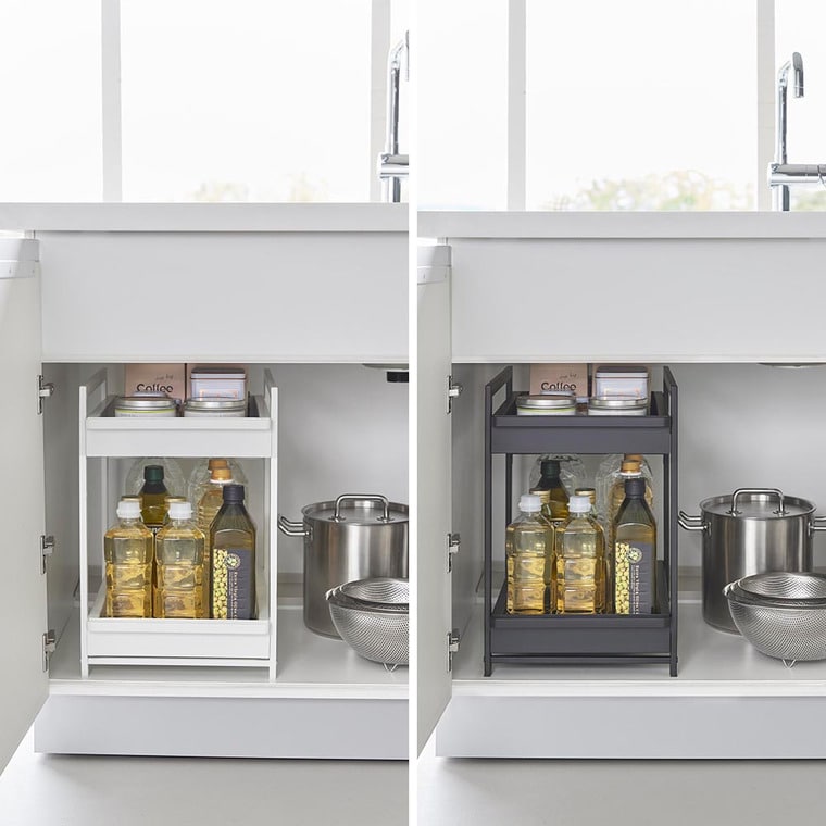 シンク下スライドラック タワー 2段 山崎実業 公式 tower 1460 1461 ホワイト ブラック / 送料無料