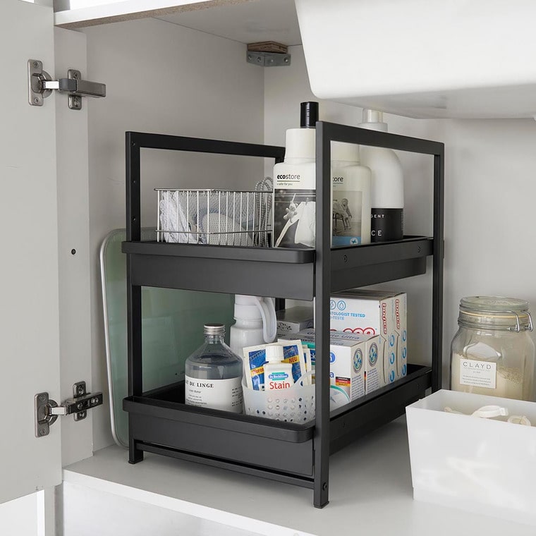 シンク下スライドラック タワー 2段 山崎実業 公式 tower 1460 1461 ホワイト ブラック / 送料無料