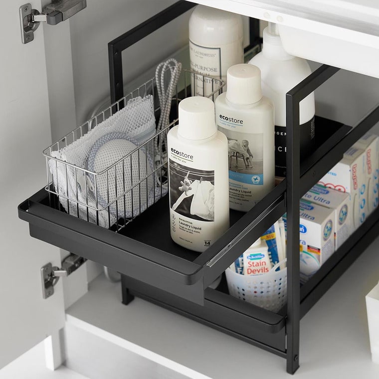 シンク下スライドラック タワー 2段 山崎実業 公式 tower 1460 1461 ホワイト ブラック / 送料無料