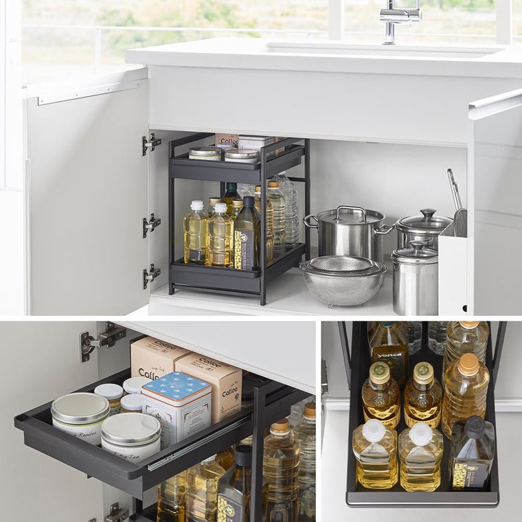 シンク下スライドラック タワー 2段 山崎実業 公式 tower 1460 1461 ホワイト ブラック / 送料無料