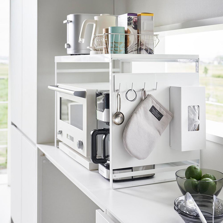 (土・日発送可) スチールパネル付きレンジラック タワー W75 山崎実業 公式 tower 1483 1484 ホワイト ブラック 送料無料