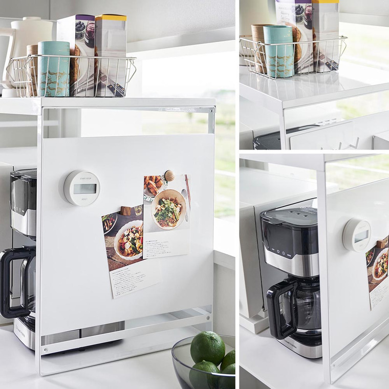 (土・日発送可) スチールパネル付きレンジラック タワー W75 山崎実業 公式 tower 1483 1484 ホワイト ブラック 送料無料