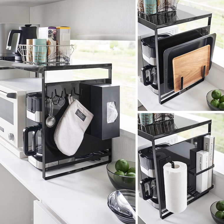 (土・日発送可) スチールパネル付きレンジラック タワー W75 山崎実業 公式 tower 1483 1484 ホワイト ブラック 送料無料