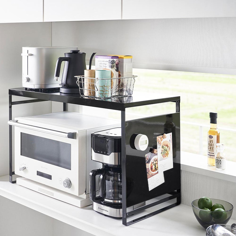 (土・日発送可) スチールパネル付きレンジラック タワー W75 山崎実業 公式 tower 1483 1484 ホワイト ブラック 送料無料