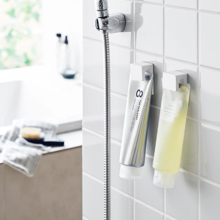 フィルムフック差し込み式歯ブラシ&チューブホルダー タワー W4 2個組 山崎実業 公式 tower 1493 1494 ホワイト ブラック /洗面所 収納 幅4cm