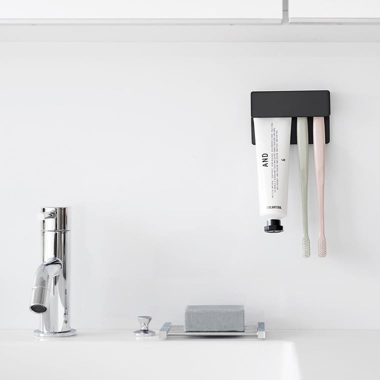 フィルムフック差し込み式歯ブラシ&チューブホルダー タワー W9 山崎実業 公式 tower 1495 1496 ホワイト ブラック