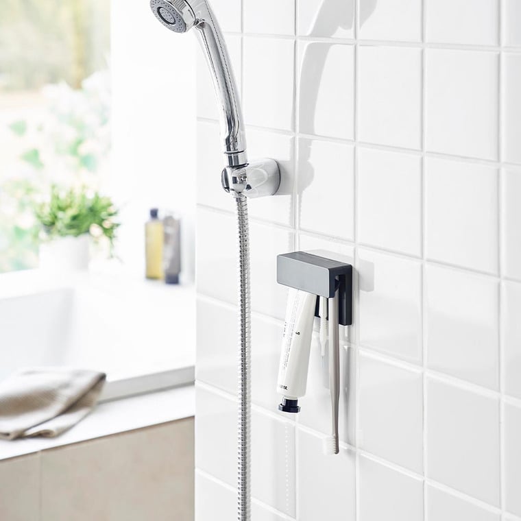 フィルムフック差し込み式歯ブラシ&チューブホルダー タワー W9 山崎実業 公式 tower 1495 1496 ホワイト ブラック