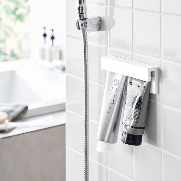 フィルムフック差し込み式歯ブラシ&チューブホルダー タワー W18 山崎実業 公式 tower 1497 1498 ホワイト ブラック