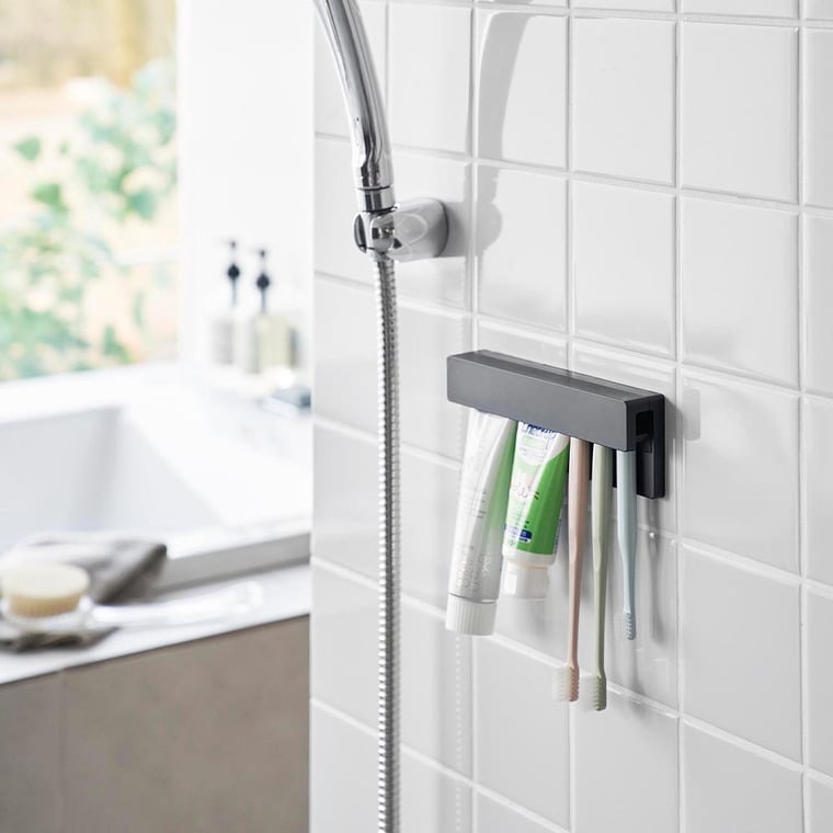 フィルムフック差し込み式歯ブラシ&チューブホルダー タワー W18 山崎実業 公式 tower 1497 1498 ホワイト ブラック