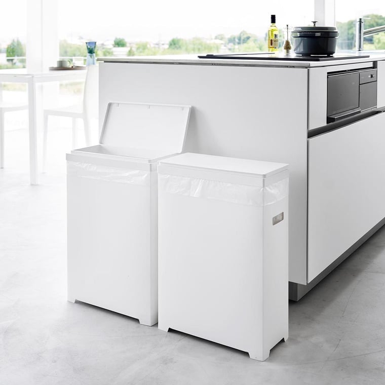 （土・日発送可） スリム蓋付きゴミ箱 タワー 横開きタイプ 山崎実業 公式 tower 1524 1525 ホワイト ブラック / 35L 分別用 送料無料