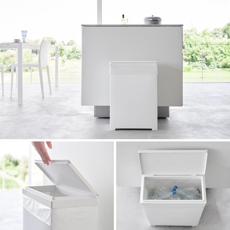 (土・日発送可) スリム蓋付きゴミ箱 タワー 横開きタイプ 2個組 山崎実業 公式 tower 1526 1527 ホワイト ブラック/ 35L 分別用 送料無料