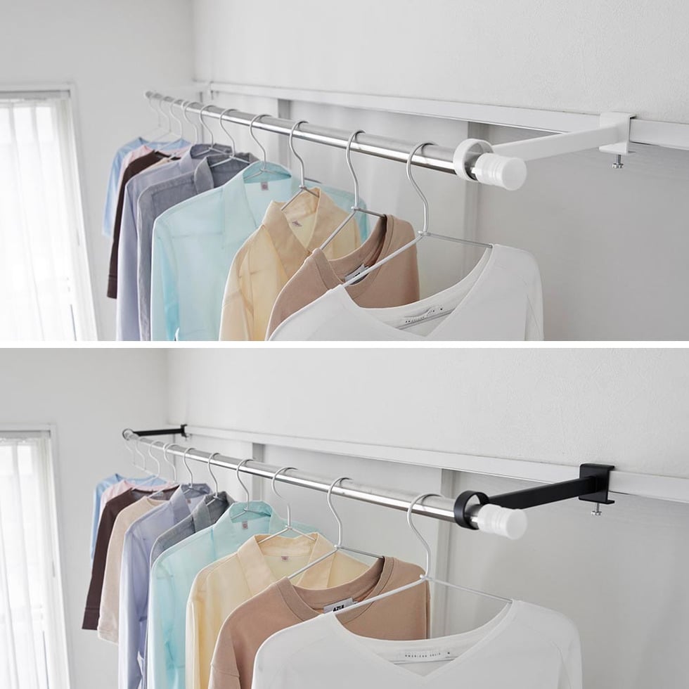 鴨居室内物干しポールホルダー タワー 奥行ワイド 山崎実業 公式 tower 1586 1587 ホワイト ブラック 送料無料