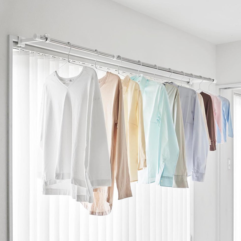 鴨居室内物干しポールホルダー タワー 奥行ワイド 山崎実業 公式 tower 1586 1587 ホワイト ブラック 送料無料