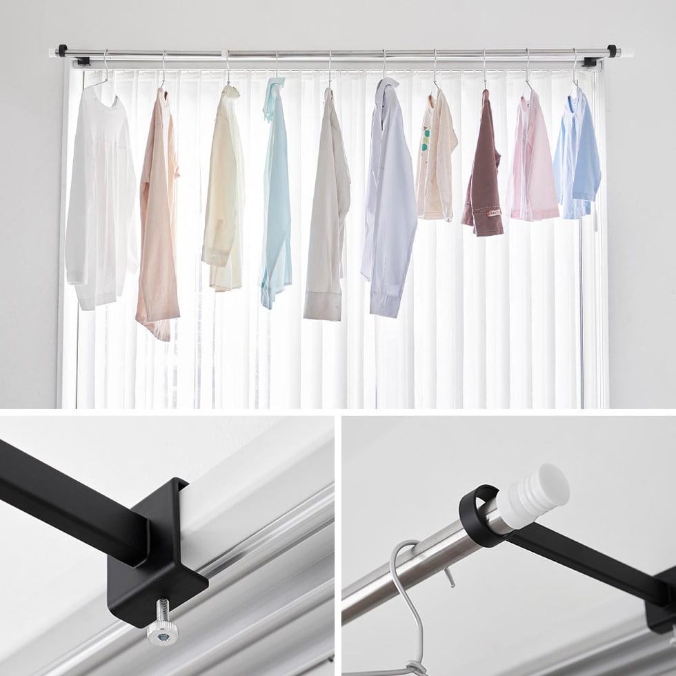 鴨居室内物干しポールホルダー タワー 奥行ワイド 山崎実業 公式 tower 1586 1587 ホワイト ブラック 送料無料