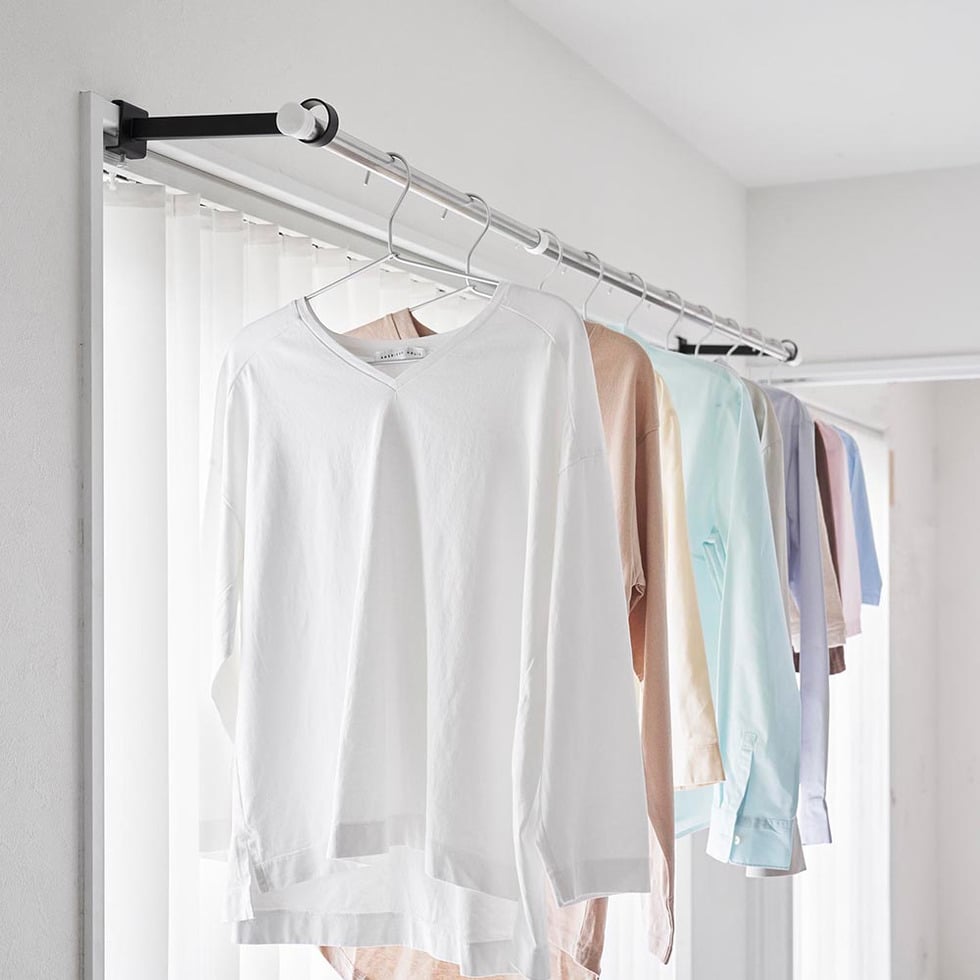 鴨居室内物干しポールホルダー タワー 奥行ワイド 山崎実業 公式 tower 1586 1587 ホワイト ブラック 送料無料