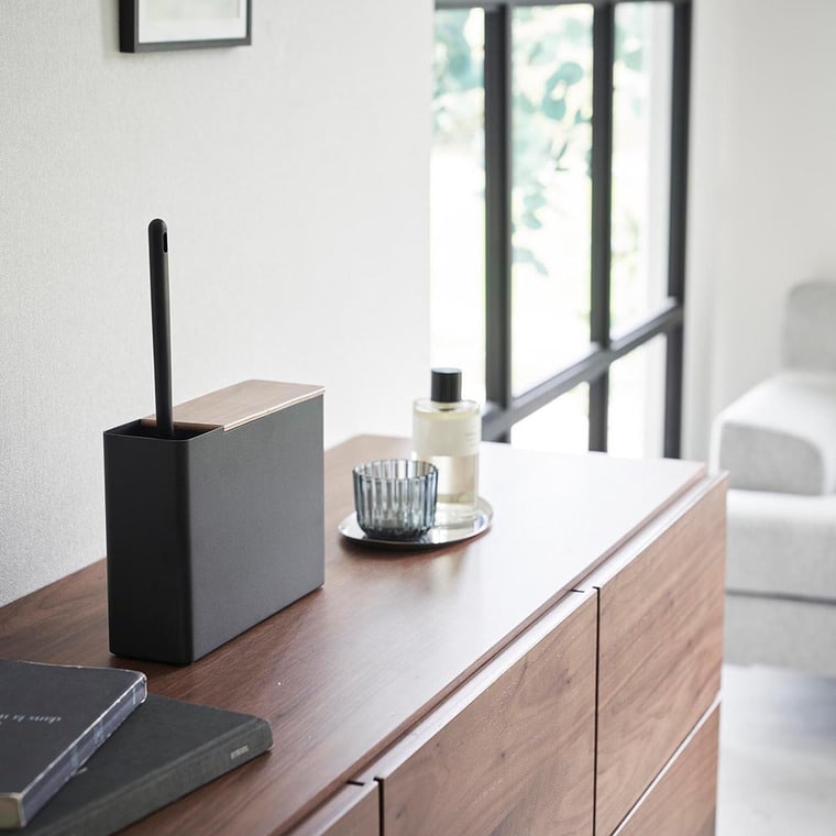 (土・日発送可) 替えモップ入れ付きハンディーワイパースタンド リン 山崎実業 公式 RIN 1836 1837 ブラウン ナチュラル 送料無料