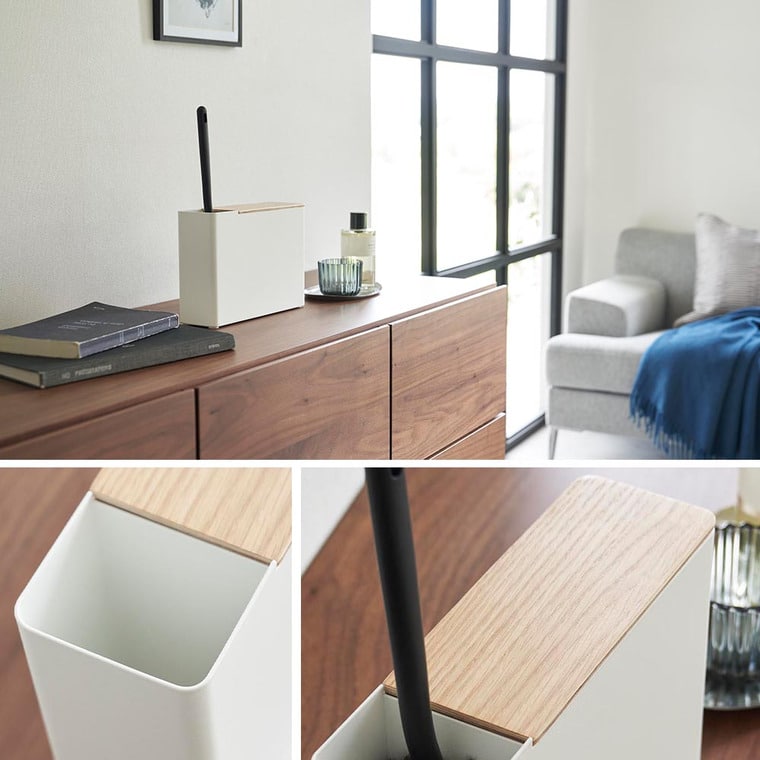 (土・日発送可) 替えモップ入れ付きハンディーワイパースタンド リン 山崎実業 公式 RIN 1836 1837 ブラウン ナチュラル 送料無料