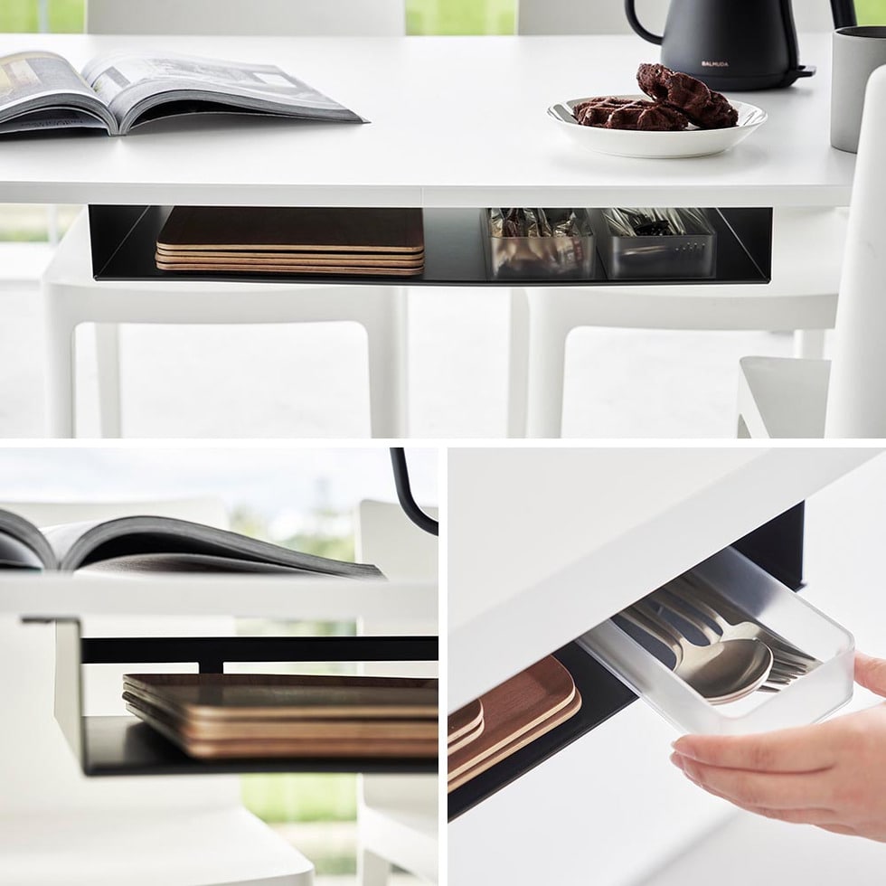 テーブル下ランチョンマット収納ラック タワー 山崎実業 公式 tower 1873 1874 ホワイト ブラック 送料無料