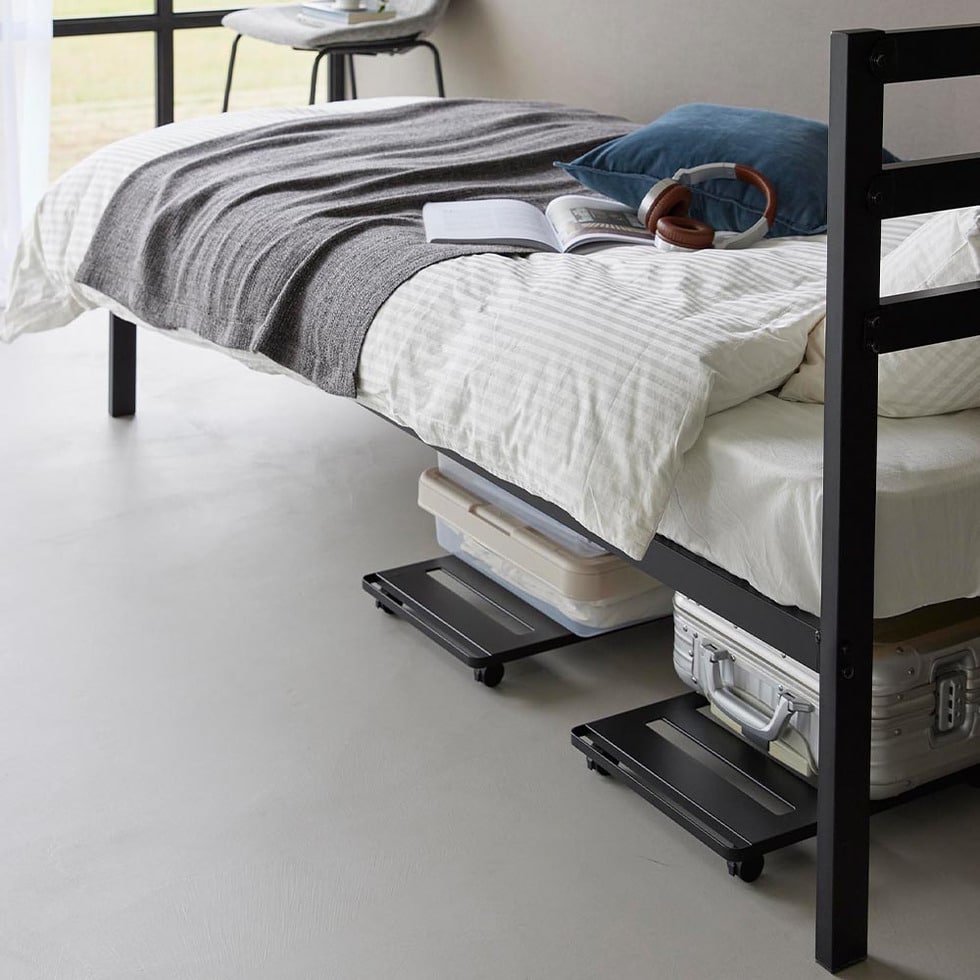 押入れ収納ロング台車 タワー 山崎実業 公式 tower 1417 1418 ホワイト ブラック / 耐荷重30kg キャスター付き 送料無料