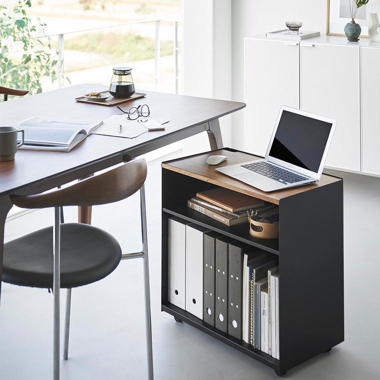 隠せるテレワークワゴン タワー 山崎実業 公式 tower 1424 1425 ホワイト ブラック 送料無料