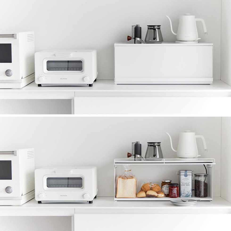 前が開くキッチンカウンター上収納ラック タワー D15 山崎実業 公式 tower 1452 1453 ホワイト ブラック / 奥行き17.7cm 送料無料