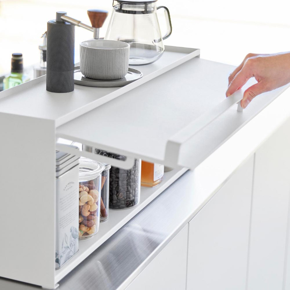 前が開くキッチンカウンター上収納ラック タワー D15 山崎実業 公式 tower 1452 1453 ホワイト ブラック / 奥行き17.7cm 送料無料