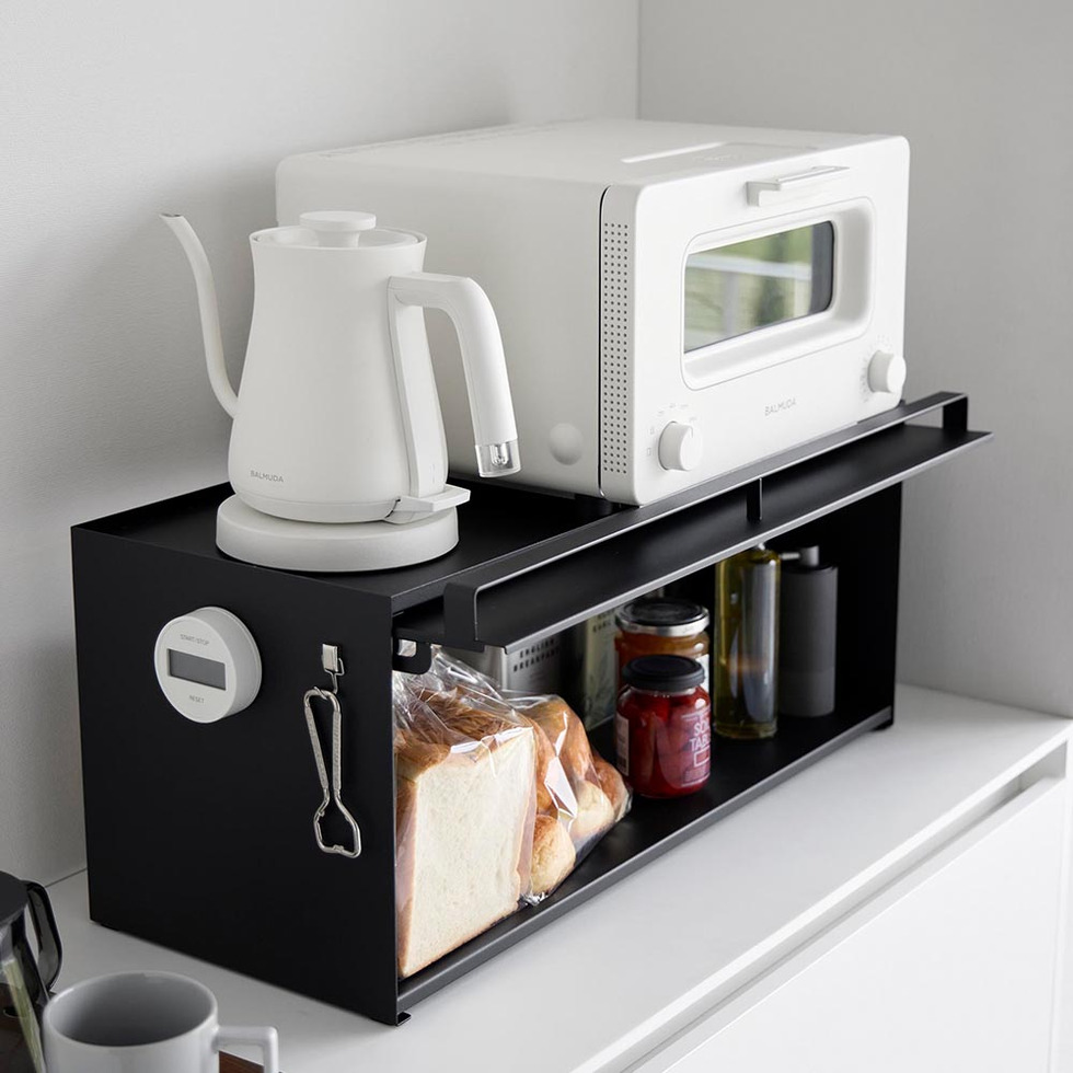 前が開くキッチンカウンター上収納ラック タワー D24 山崎実業 公式 tower 1454 1455 ホワイト ブラック / 奥行き26.7cm 送料無料