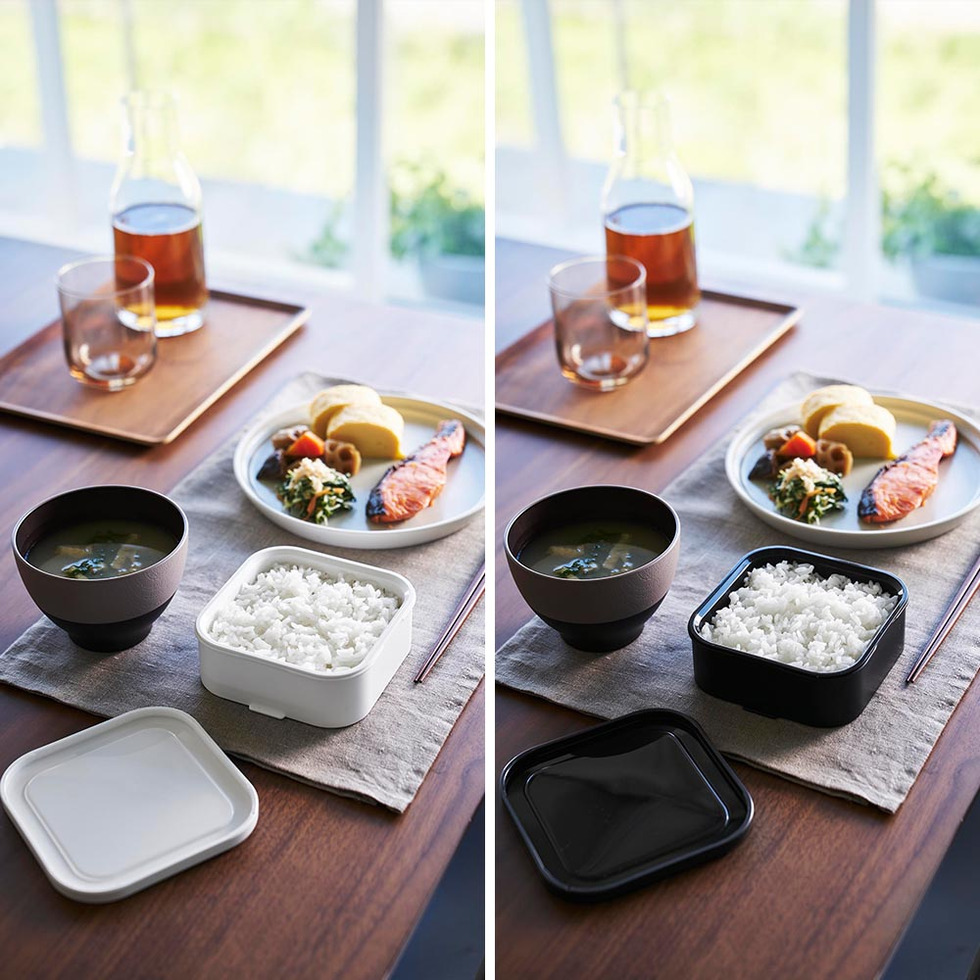 温まりやすい立つ冷凍ごはん容器 タワー 一膳 2個組 山崎実業 公式 tower 1471 1472 ホワイト ブラック / 容量150g 食洗機対応 電子レンジ対応