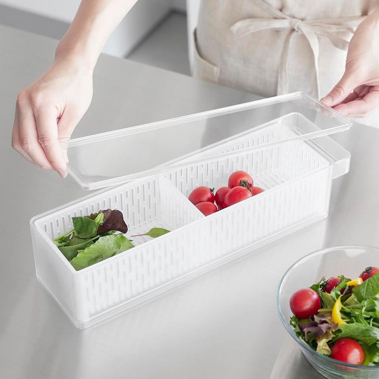 冷蔵庫中ザルボウル タワー 蓋&仕切り付き 山崎実業 公式 tower 1473 1474 ホワイト ブラック